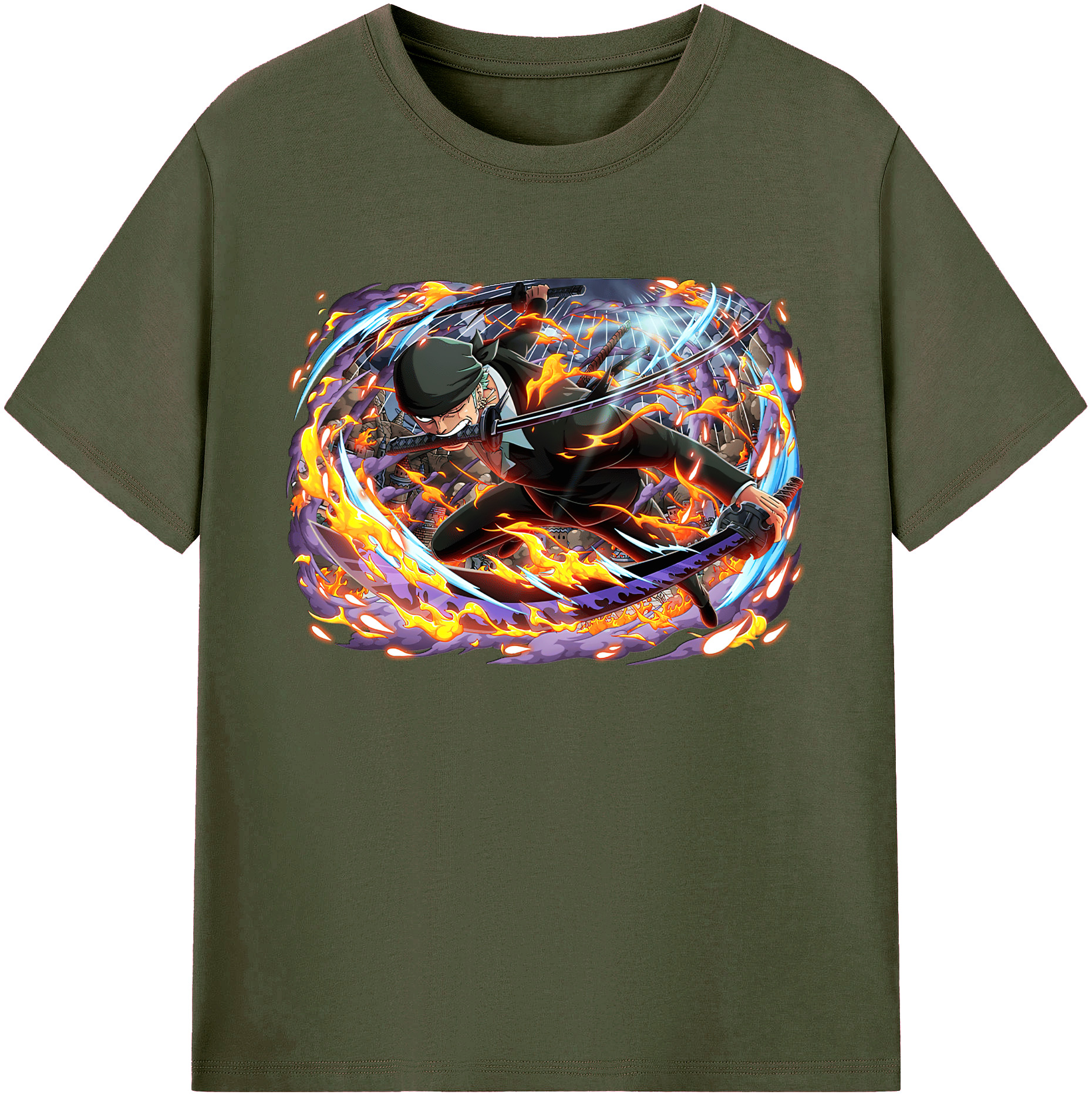 ワンピース ロロノア・ゾロ ONE PIECE Roronoa Zoro 綿100％ メンズ半袖Tシャツ｜肌触りやわらか＆通気性
